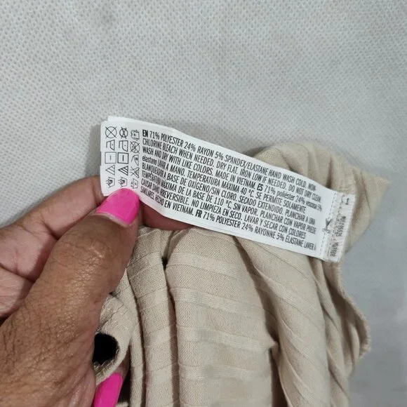 Forever 21 Tan Ribbed Knit Bodysuit Women Size XL Snap Crotch Long Sleeve NEW - Picture 7 of 7